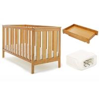 Obaby York Cot Bed-Country Pine (New) With Cot Top Changer & Sprung Mattress!
