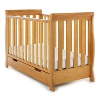 Obaby Lincoln Sleigh Mini Cot Bed Including Underbed Drawer-Country Pine + Free Foam Mattress Worth £50