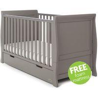 obaby stamford sleigh cot bed including underbed drawer taupe grey fre ...