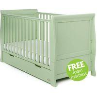obaby stamford sleigh cot bed including underbed drawer pistachio free ...