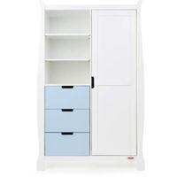 obaby stamford double wardrobe white with bonbon blue