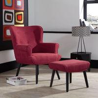 Oban Fabric Armchair and Footstool Red
