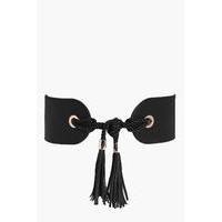 obi belt with tassel black