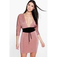 Obi Belt Bodycon Dress - rose