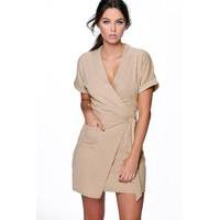 Obi Tie Wrap Dress - sand