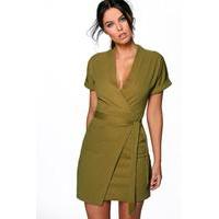 Obi Tie Wrap Dress - olive