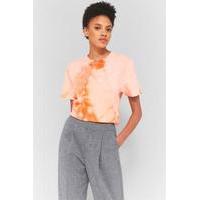 obey bleached orange tie dye t shirt orange