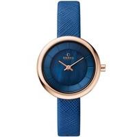 obaku ladies blue leather strap watch v146lxvlra