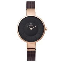 obaku ladies bronze tone mesh bracelet watch v149lxvnmn