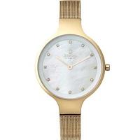 Obaku Ladies Mother of Pearl Gold Plated Mesh Bracelet Watch V173LXGGMG