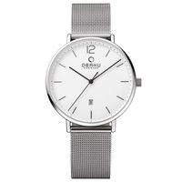 Obaku Mens White Dial Mesh Bracelet Watch V181GDCWMC