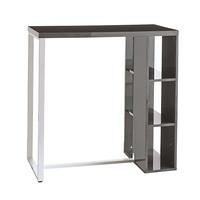 Ocean Bar Table In Grey High Gloss With White Metal Legs