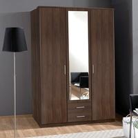 Octavia Mirror Wardrobe In Walnut With 3 Doors And 2 Drawers