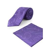 Occasions Purple Paisley Tie & Pocket Square Set 0 Purple
