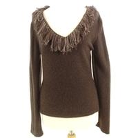 Ochre Size 10 High Quality Soft and Luxurious Pure Cashmere Brown Jumper