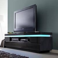 Odessa 5 Drawer Lowboard Tv Stand in High Gloss Black With LED