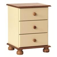 odense cream and pine 3 drawer bedside