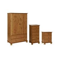 Odense 2 Door 2 Drawer Combi Robe, 3 Drawer Bedside and 5 Drawer Narrow Chest