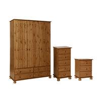 Odense 3 Door 4 Drawer Robe, 3 Drawer Bedside and 5 Drawer Narrow Chest