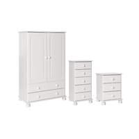 Odense 2 Door 2 Drawer Combi Robe, 3 Drawer Bedside and 5 Drawer Narrow Chest