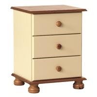 Odense Cream and Pine 3 Drawer Bedside