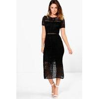 Odette Crochet Midi Dress - black