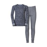 odlo set shirt ls pants long warm kids peacoatgrey melangeallover prin ...