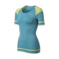 Odlo Shirt s/s Crew Neck Evolution Light Trend Women capri breeze / pool blue / blazing yellow