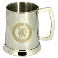 Official Chelsea Fc Crest Printed Chrome Pewter Tankard