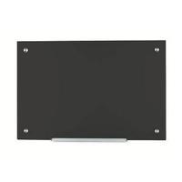 Office W1000 x H650mm Glass Board Magnetic with Wall Fixings Black