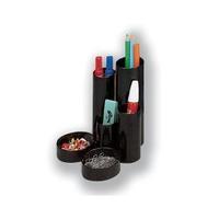 office desk tidy with 6 compartment tubes black 295861