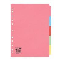 office a4 subject dividers multipunched manilla card 5 part assorted