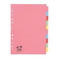 Office A4 Subject Dividers Multipunched Manilla Card 10-Part Assorted