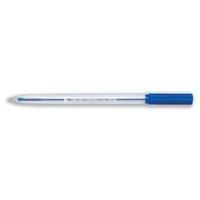 office ball pen clear barrel medium 10mm tip 07mm line blue pack of