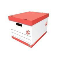 Office Storage Box RedWhite Pack of 10 for 5 A4 Lever Arch Files