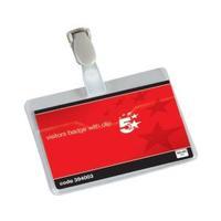 office name badges visitors landscape with plastic clip 60x90mm pack