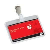 office name badges self laminating landscape with plastic clip 54x90mm