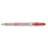Office Roller Gel Pen Clear Barrel 1.0mm Tip 0.5mm Line Red Pack 12