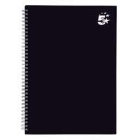 Office Notebook Twin Wirebound Hard Cover Ruled 80gsm A4 Black Pack 5