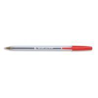Office Ball Pen Clear Barrel 1.0mm Tip 0.4mm Line Red Pack 50 901805