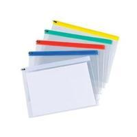 Office Zip Filing Bags PVC Clear Front with Coloured Seal A4 Assorted