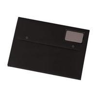 office a4 document wallet with card holder polypropylene black pack 3