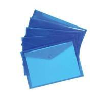 Office A4 Envelope Stud Wallet Polypropylene Translucent Blue Pack 5