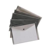 Office A4 Envelope Stud Wallet Polypropylene Translucent Smoke Pack 5