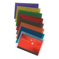 Office A4 Envelope Stud Wallet Polypropylene Translucent Assorted Pack