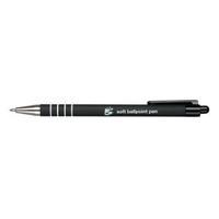 Office Retractable Ball Pen Soft Grip 1.0mm Tip 0.5mm Line Black Pack