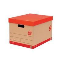 Office Storage Box for 5 A4 Lever Arch Files Red and Brown Pack 10