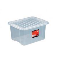 Office Storage Box Plastic with Lid Stackable 35 Litre Clear 930671
