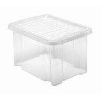 Office Storage Box Plastic with Lid Stackable 24 Litre Clear 930677