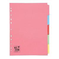 office a4 subject dividers multipunched manilla card 5 part assorted